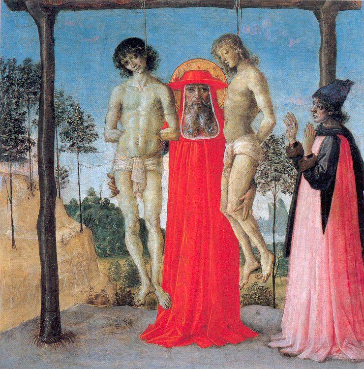 PERUGINO, Pietro St. Jerome Supporting Two Men on the Gallows Sweden oil painting art